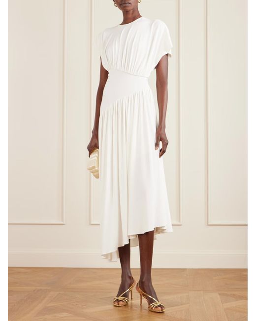 Rabanne White Ruched Asymmetric Dress