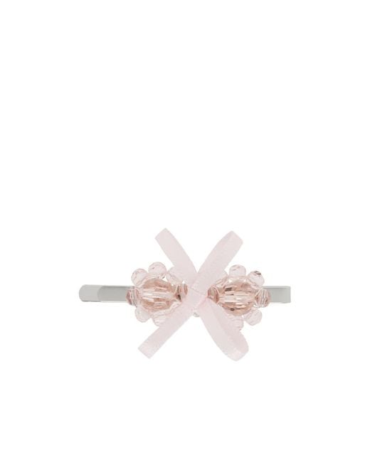Simone Rocha Pink Beaded Bow Hair Clip