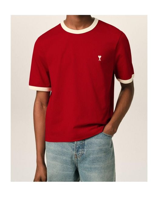 AMI Red Short-Sleeved T-Shirt for men