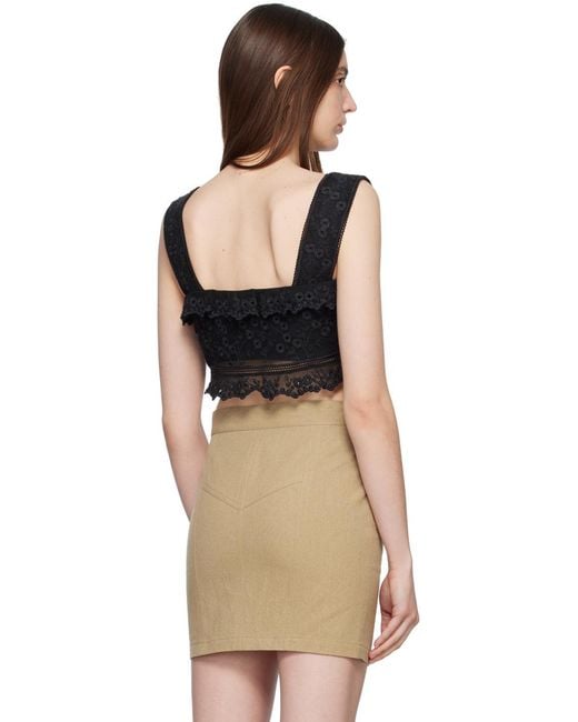 Isabel Marant Gray Lace-Trim Cropped Top