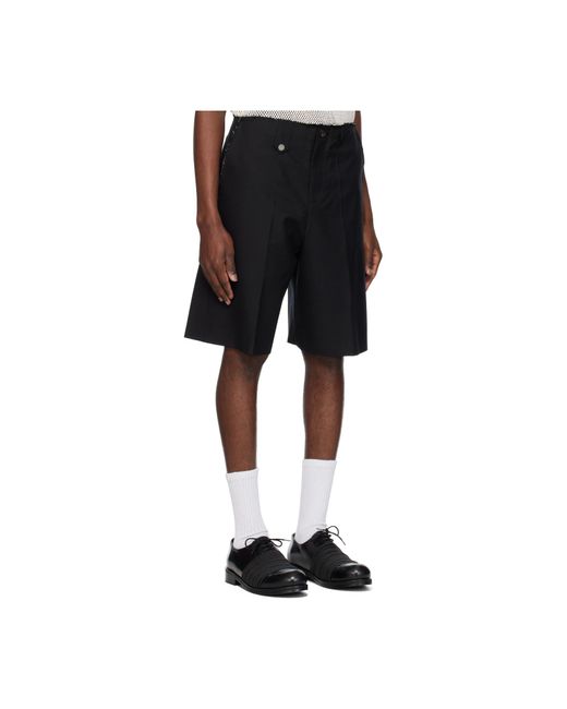 Egonlab Black Raw Edges Tailoring Shorts for men
