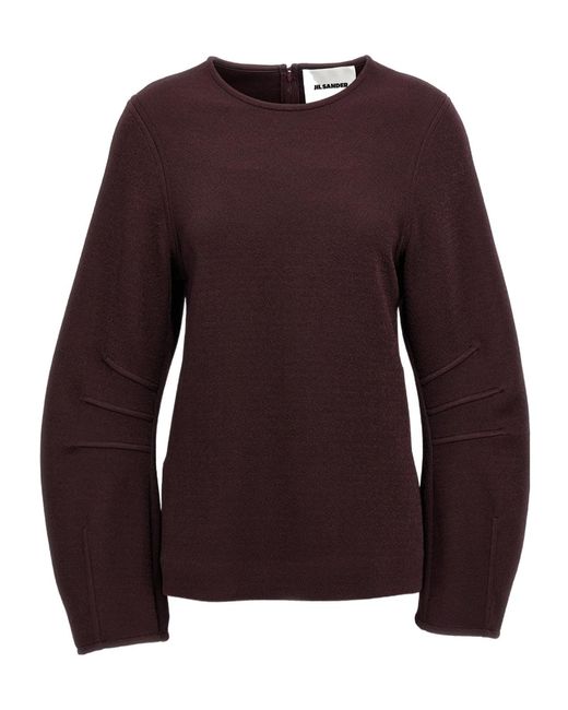 Jil Sander Purple Wide-Sleeved Crewneck Jumper