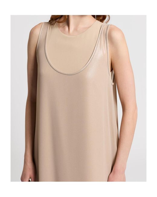 Peserico Natural Sleeveless Hammered Satin Dress