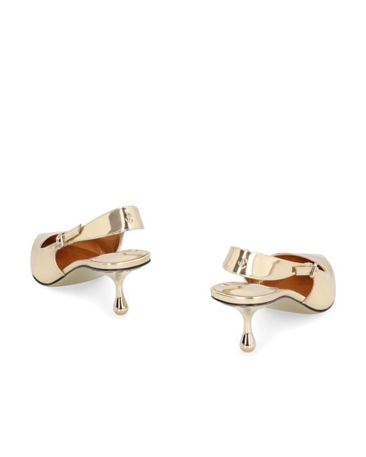 Jimmy Choo Natural Amel Pointed-Toe Metallic Pumps