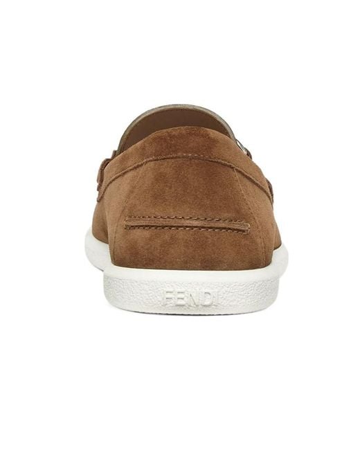 Fendi Brown O'Lock Slip-On Loafers for men