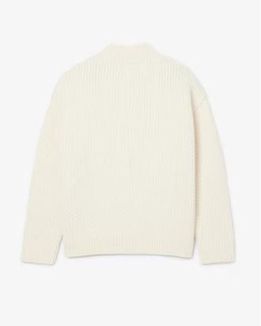 Lacoste White Runway Embroidered Badge Wool Sweater for men