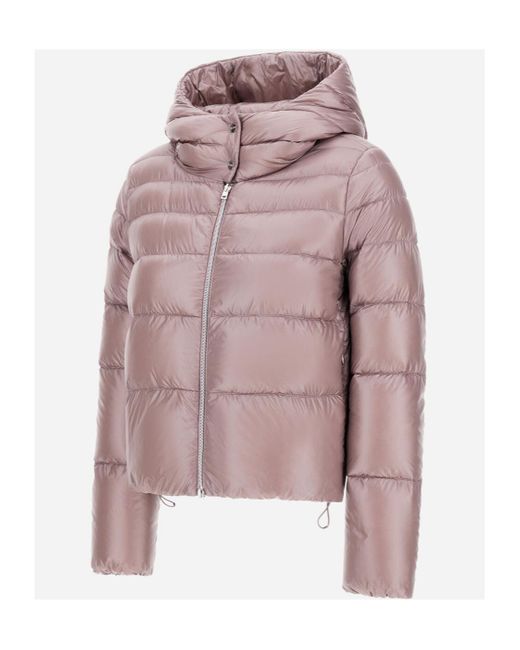 Herno Pink Zip-Up Hooded Puffer Jacket