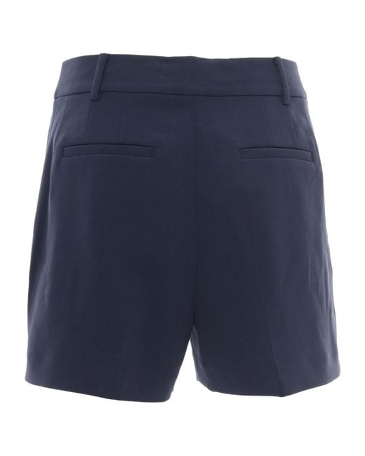 Michael Kors Blue Michael Pleated Crepe Shorts