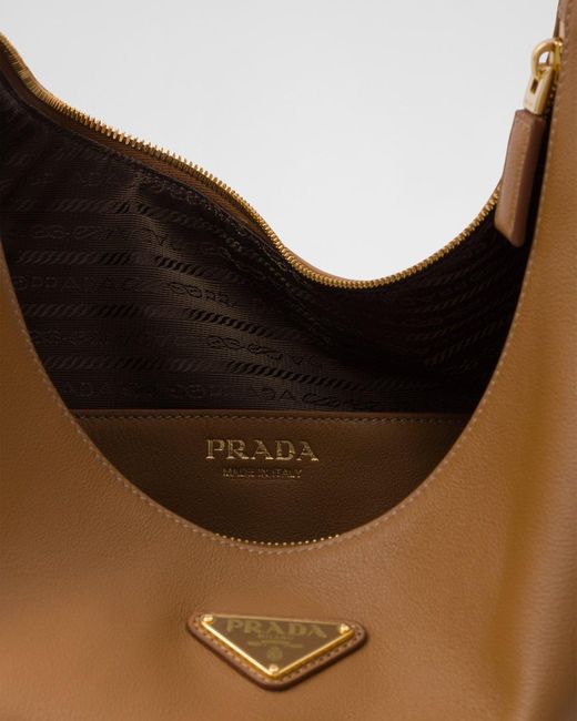 Prada Brown Arqué Zip-Up Large Shoulder Bag