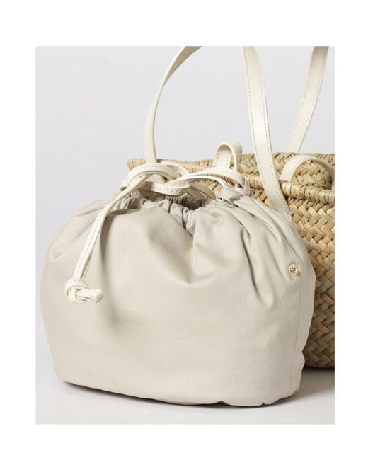 Coccinelle Metallic Logo Plaque Woven Tote Bag