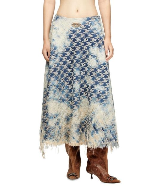 DIESEL Blue De-Annet-Fsh1 Distressed Skirt