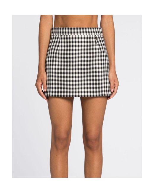 Roberto Cavalli Black Plaid High-Rise Miniskirt