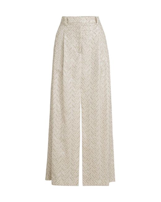 Brunello Cucinelli White Chevron Maxi Skirt