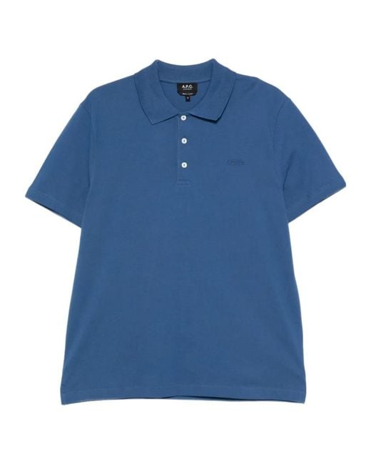 A.P.C. Blue Logo-Embroidered Polo Shirt for men