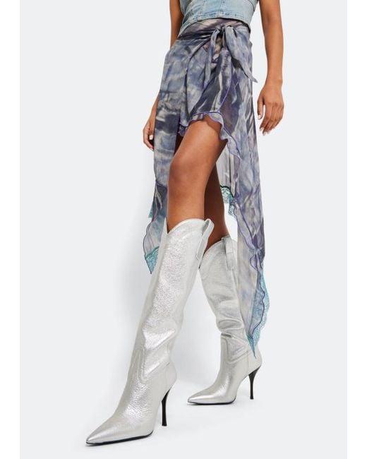 Stuart Weitzman White Pointed Boots