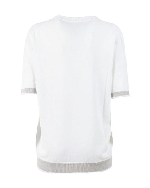 Peserico White Short-Sleeved Crewneck Knitted Jumper for men