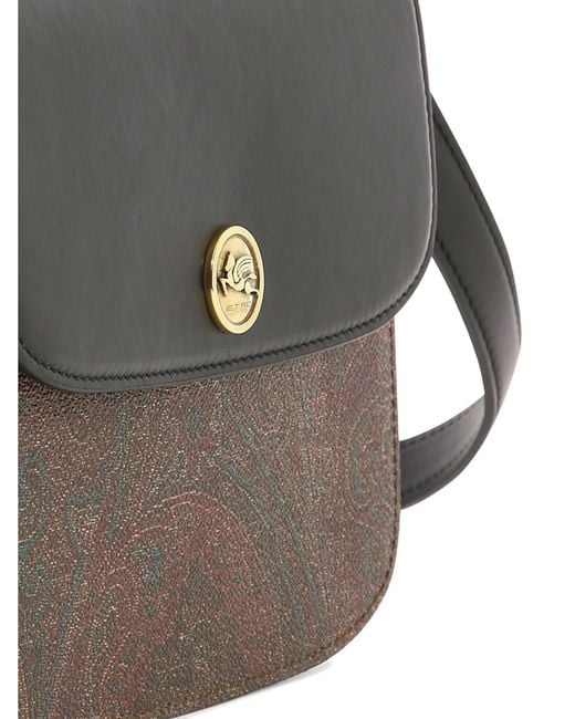 Etro Black Paisley Printed Logo Plaque Crossbody Bag