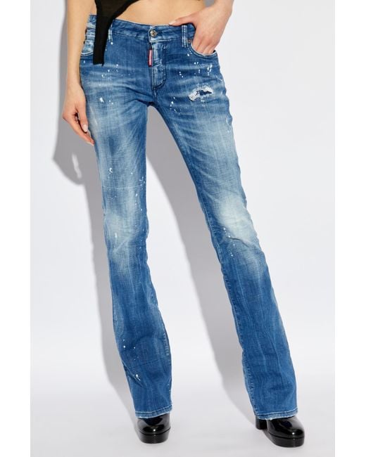 DSquared² Blue Distressed Flared Jeans