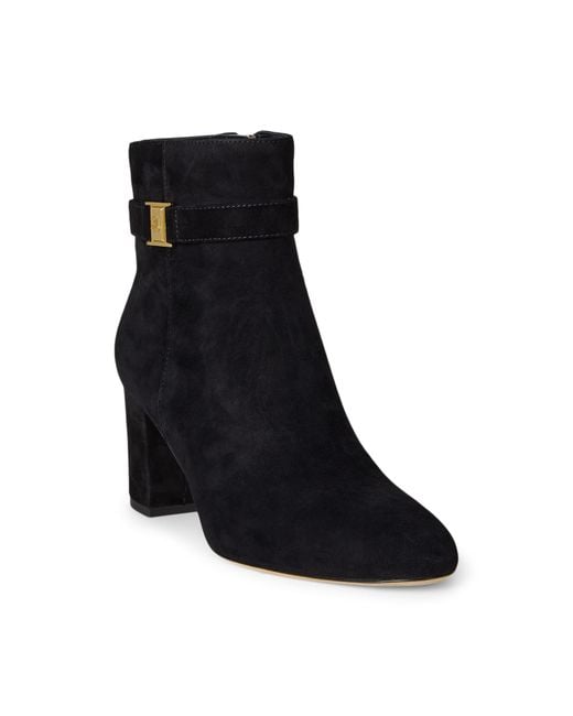 Ralph Lauren Black Side Zipper Ankle Boots