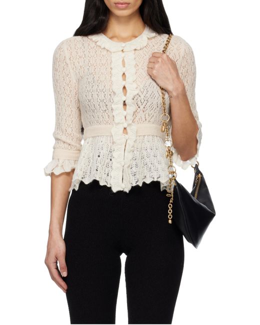 Chloé White Ruffled Cropped Cardigan