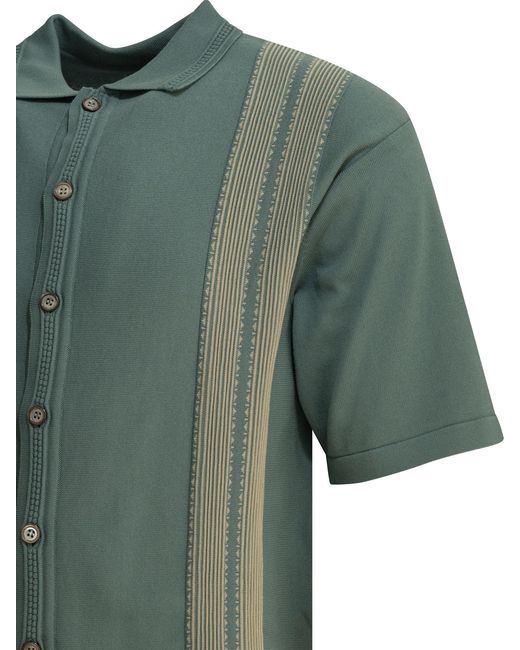 Kapital Green Vertical-Stripe Short-Sleeve Shirt for men