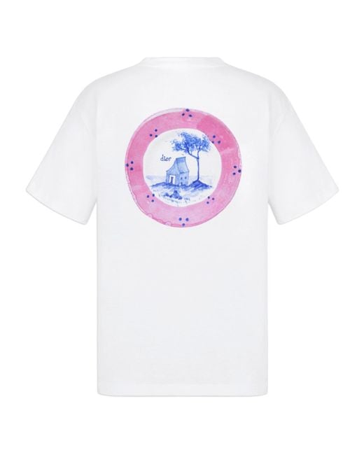 【シンプルでお洒落に♪】DIOR★DIOR AND HYLTON NEL Tシャツ DIOR AND HYLTON NEL Polo Shirt White Cotton Piqué | DIOR
