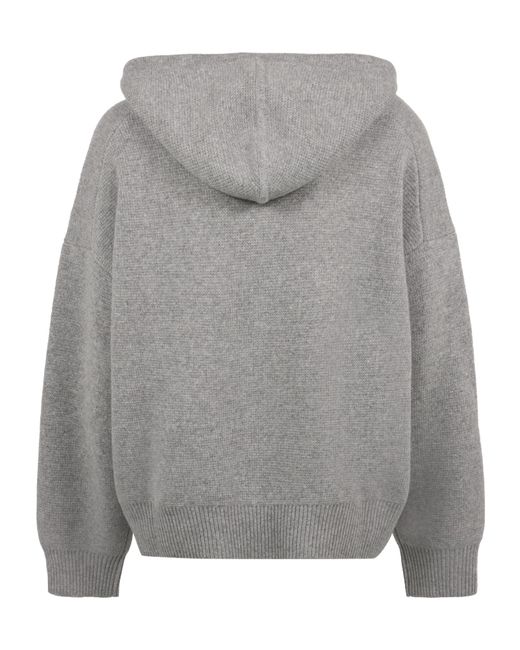 Nili Lotan Gray Long-Sleeve Wool Hoodie