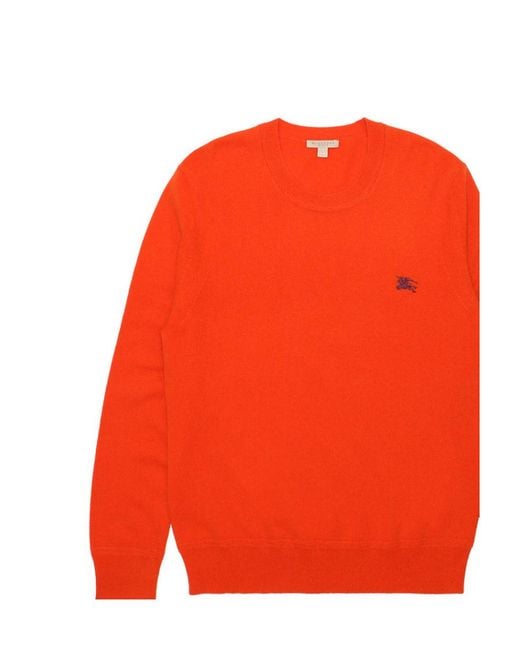 Burberry Orange Logo Round-Neck Pullover for men