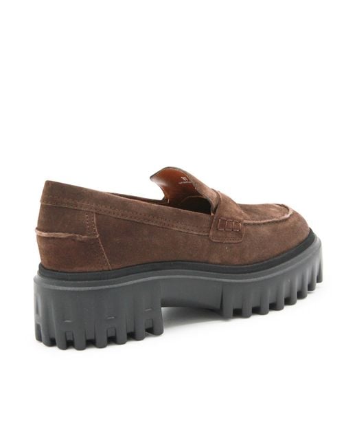 Hogan Brown Chunky-Sole Loafers