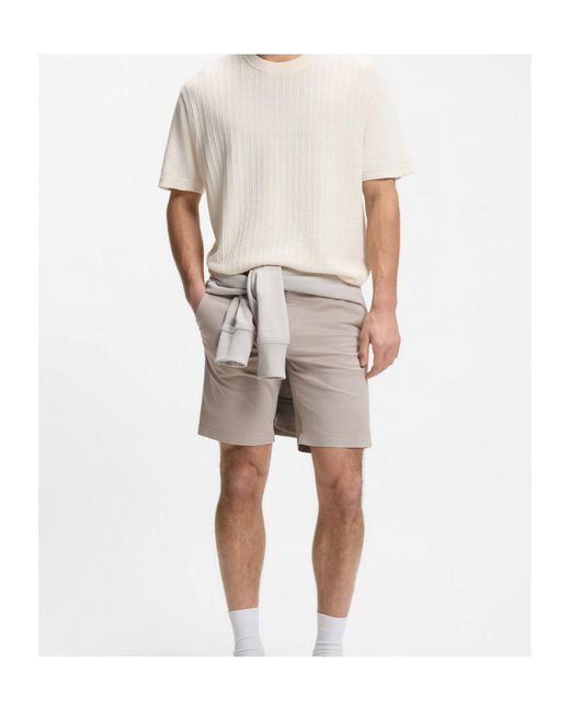 Boss Gray Textured Cotton Shorts for men