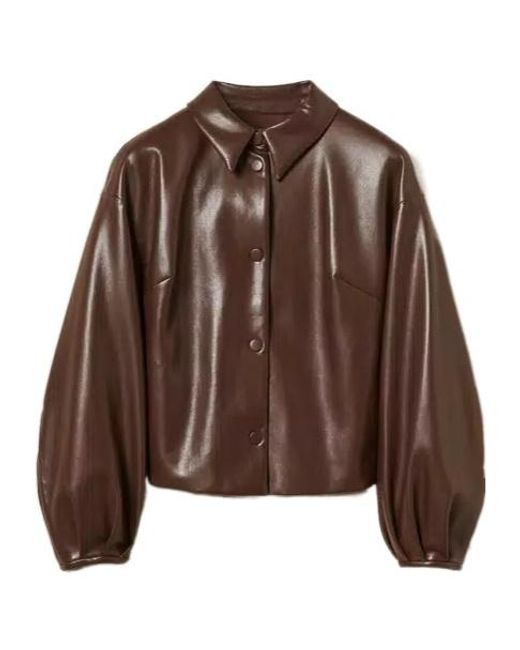 Twinset Brown Button-Fastening Collared Jacket