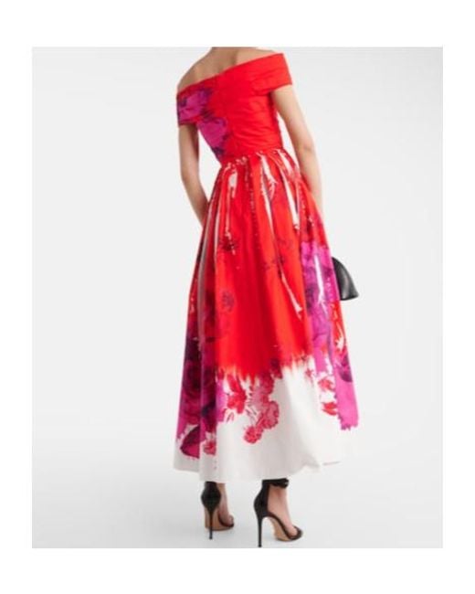 Erdem Red Off-The-Shoulder Maxi Dress