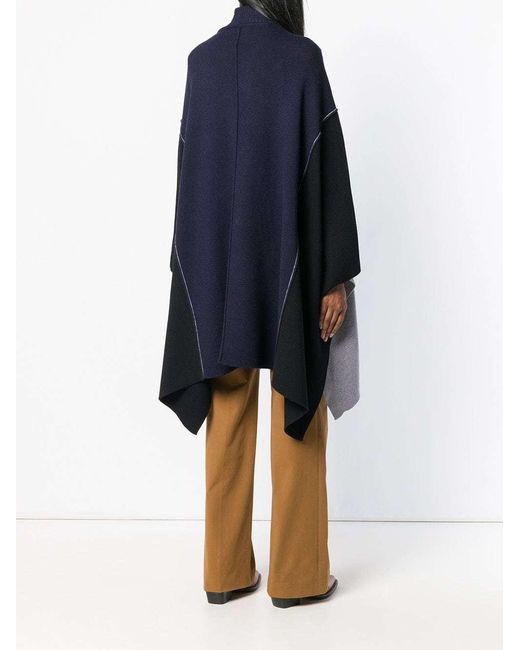 Chloé Blue Asymmetrical Wool Cloak