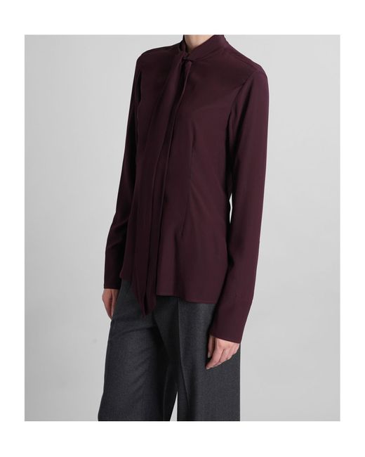 Stella McCartney Blue Silk Shirt Long-Sleeved Bow-Tie Shirt
