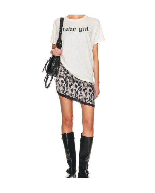 R13 Gray Baby Girl Logo-Print T-Shirt