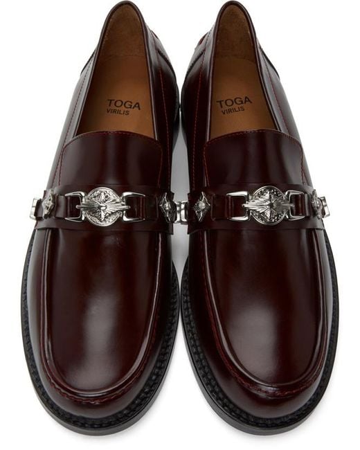 Toga Virilis Brown Round Head Loafer Shoes for men