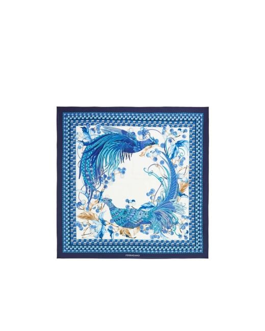 Ferragamo Blue Animal-Print Scarf