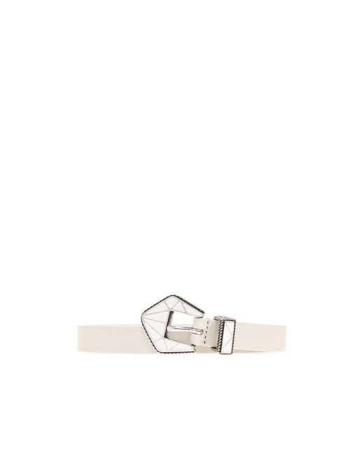 Isabel Marant White Coraline Geometric Buckle Belt