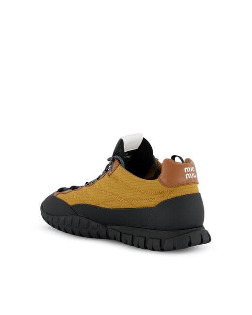 Miu Miu Brown Letter-Print Sneakers