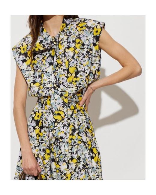 Marni Green Pop Flowers Print Poplin Sleeveless Blouse
