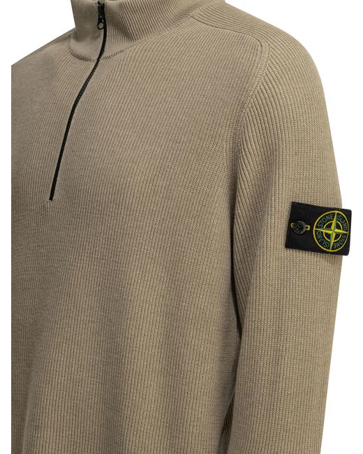 Stone Island Green High Neck Knitted Sweatshirt for men
