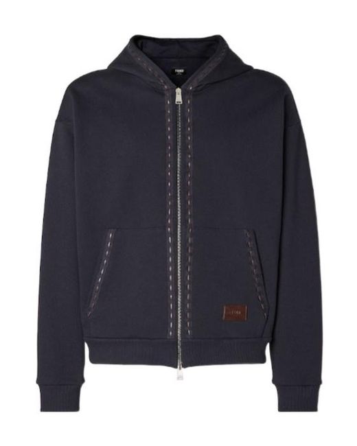 Fendi Blue Zip-Up Hoodie Jacket for men