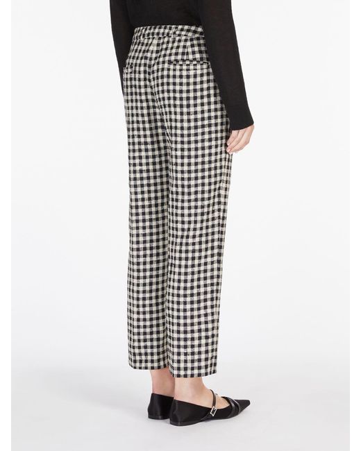 Max Mara Gray Straight-Fit Gingham Cotton And Silk Trousers