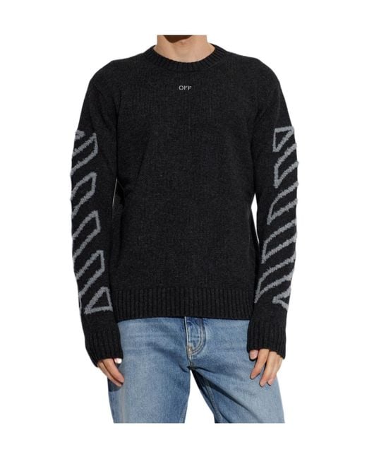 Off-White c/o Virgil Abloh Black Long-Sleeved Crew Neck Sweater for men