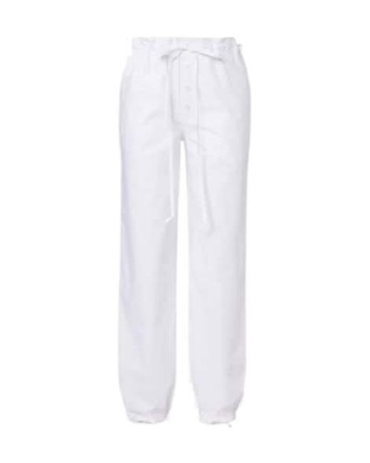 Victoria Beckham White Cotton Poplin Tapered Pants