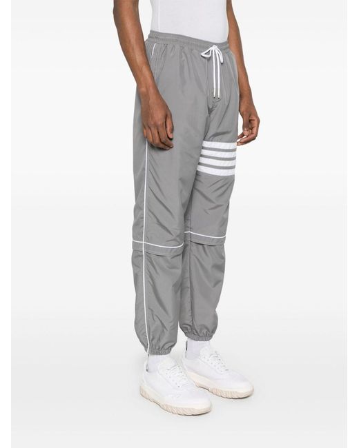 Thom Browne Gray Bar Stripe Detailed Track Trousers for men
