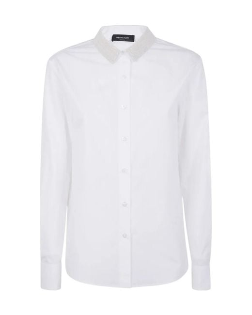Fabiana Filippi White Embellished-Collar Cotton Shirt