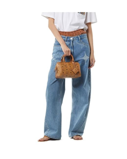 MCM Blue Ella Boston Bag