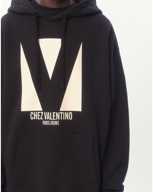 Valentino Black Chez Drawstring Hoodie for men
