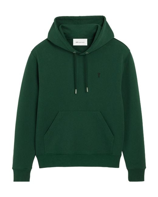 AMI Green Ami De Coeur Drawstring Hoodie for men